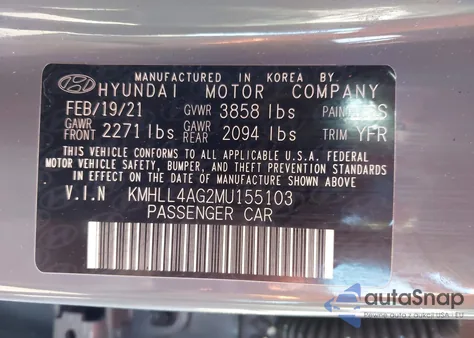 2021 Hyundai Elantra Se z USA, uszkodzony, nr VIN KMHLL4AG2MU155103